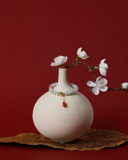 Emerald Rhodochrosite Bead Bracelet with S925 Agate