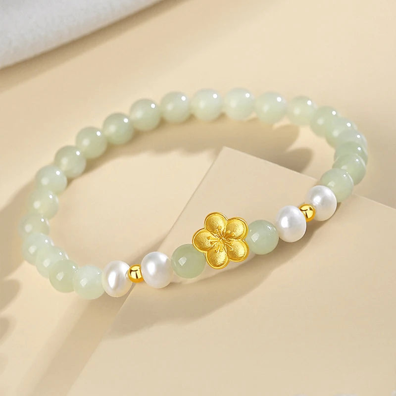Natural Hetian Jade Leaf Bracelet — Elegant Luck & Protection