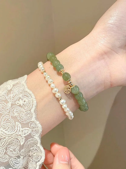 Purple Hetian Jade Wedding Bracelet｜Natural Beaded Strand for Women