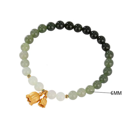 Blue Hotan Jade Gradient Bead Bracelet｜S925 Gold-Plated Elegance