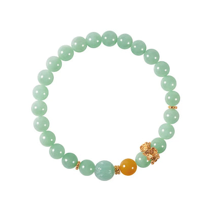 Hetian Jade Bead Bracelet | Tibetan Silver Minimalist