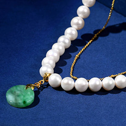 Freshwater Pearl Double-Circle Choker Pendant Premium