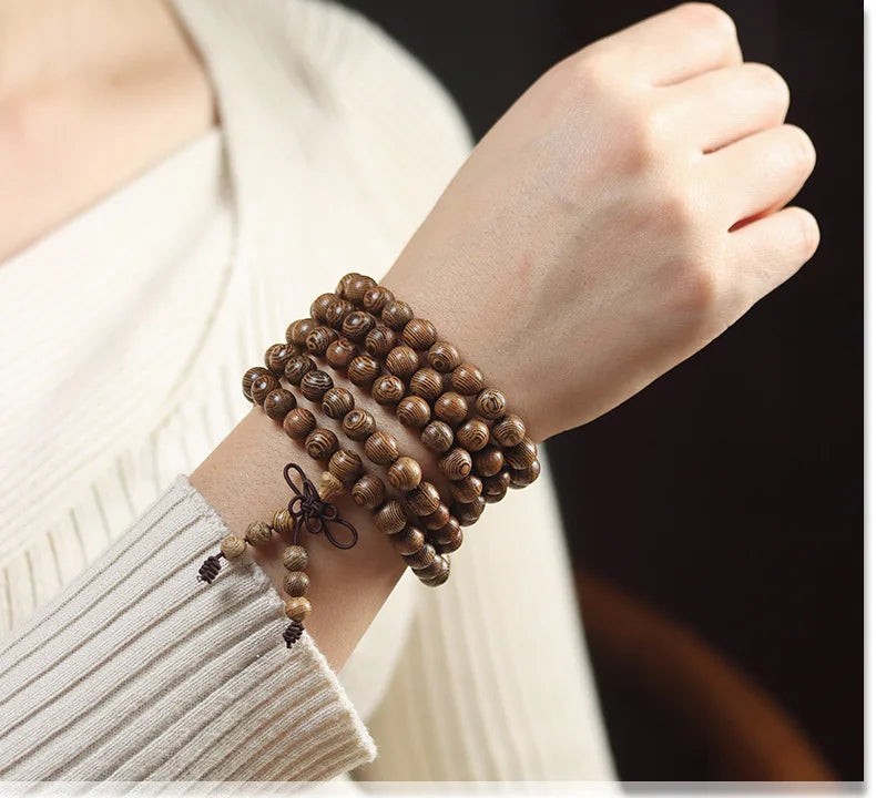 Old Seasoned Chicken Wing Wooden Buddha Prayer Beads Pieces Wind Men And Women Bracelet Holding Gift  Wooden jewelry