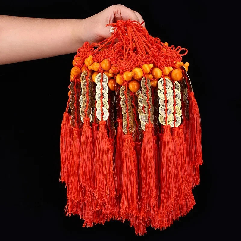 古铜五帝钱红绳挂饰｜招财镇宅开运护符 风水化煞