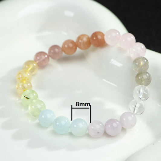 Natural Moonstone 8mm Multicolor Strand Bracelet - Certified