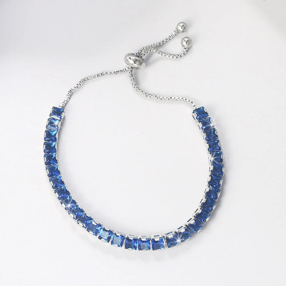 Mystic Blue Zirconia Adjustable Tennis Bracelet