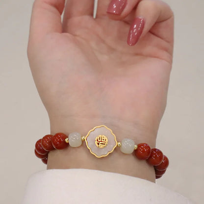 Red Agate & Hetian Jade Blessing Bracelet - Vintage Charm