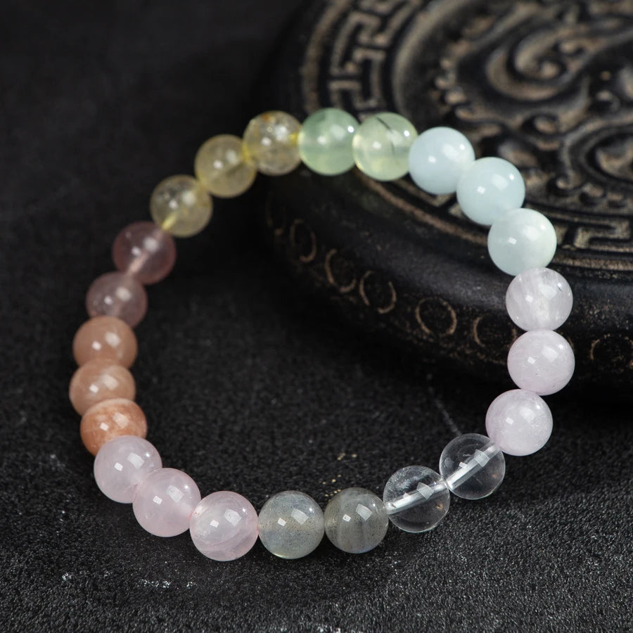 Natural Moonstone 8mm Multicolor Strand Bracelet - Certified