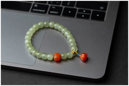 Hetian Jade 7mm Lotus String Bracelet — Nephrite Single Circle
