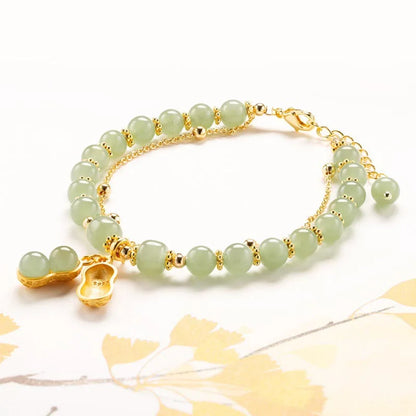 Hetian Jade Leaf Bracelet ｜ Vintage Handmade Feng Shui Charm