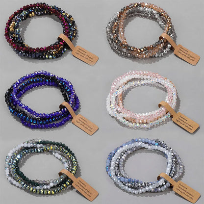 3x4mm Faceted Crystal Beads Bracelet Set｜Colorful Couple Beads