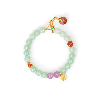 Hetian Jade Sterling Silver Gold-Plated Handstring Bracelet - Feng Shui Charm