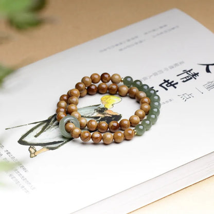 Hotan Jade 8mm Double-Layer Buddhist Bracelet｜Feng Shui Amulet