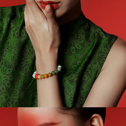 Amber & Yellow Turquoise Multi-Circle Buddha Bracelet