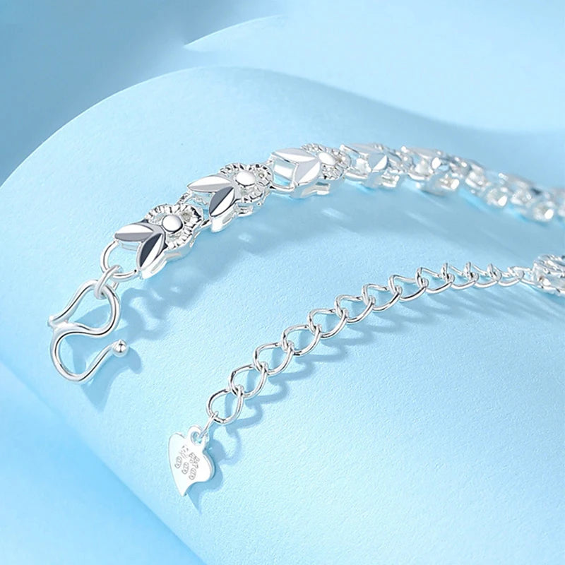 Silver-White Zodiac Rabbit Bracelet for Women - Hetian Jade