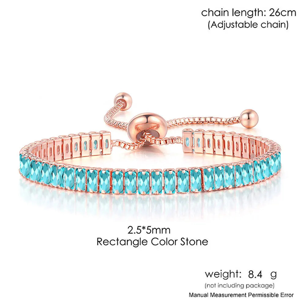 Mystic Blue Zirconia Adjustable Tennis Bracelet