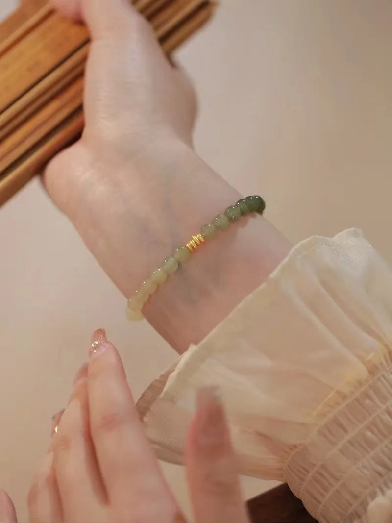 Natural Hotan Gradient Round Bead Bracelet for Her