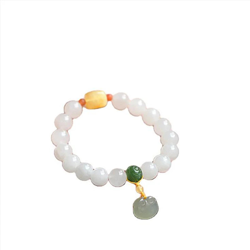 Hetian White Jade Buddha Adjustable Bracelet｜Elegant Friendship Gift