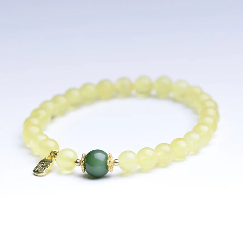 Beeswax & Hotan Jade Luck Bracelet — Single Loop Elegance