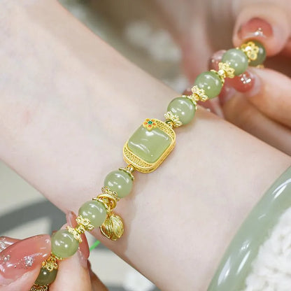 Natural Hetian Jade Bracelet – Elegant Vintage Wedding Gift