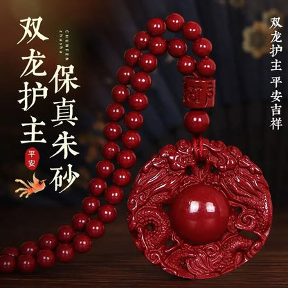 Guan Gong Cinnabar Dragon Pendant - Wealth & Protection