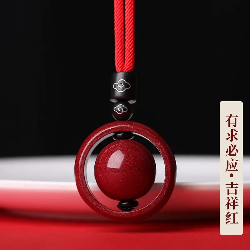 Cinnabar Six-Character Birth-Year Pendant Necklace