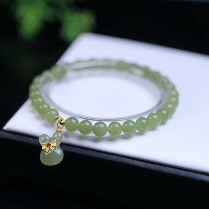 Lucky Jade Antique Gong Bell Bracelet — Boho Feng Shui Charm