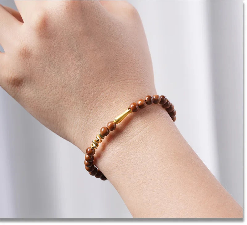 Ancient Bodhi Wood Bracelet — Single Circle DIY Lucky Beads