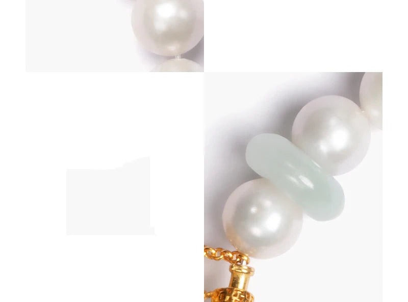 925 Sterling Silver Double Freshwater Pearl Chain Bracelet for Wedding