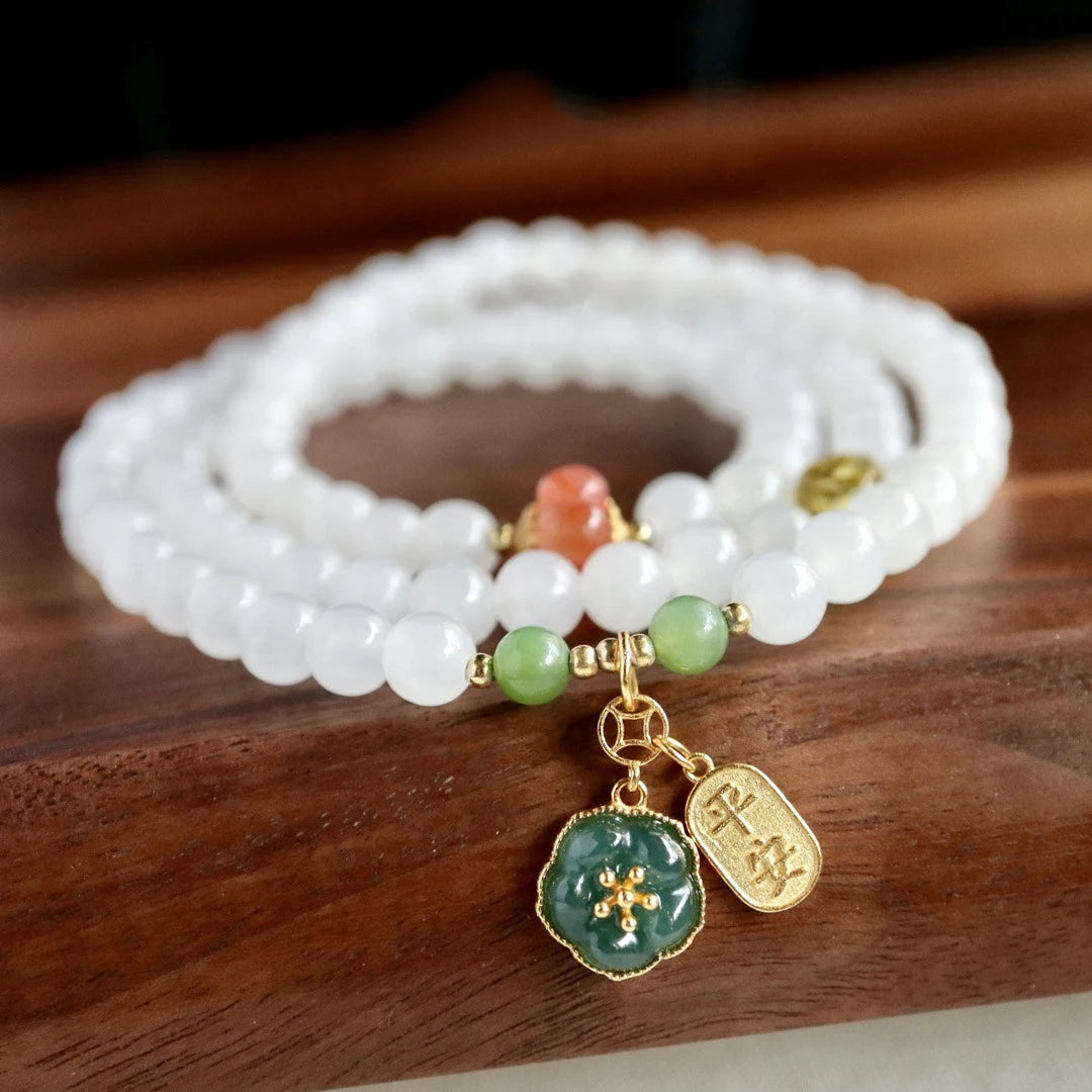 White Hetian Jade Multi-Layer Bracelet — Purity & Protection for Women