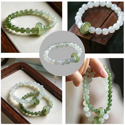 Vintage Natural Jade Wristband Bracelet ｜ Classic Beaded Feng Shui
