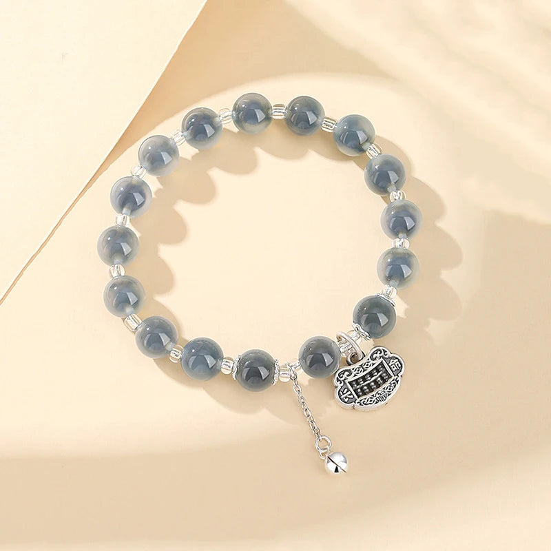 Sugar Heart Agate Tibetan Silver Safe-Lock Bracelet
