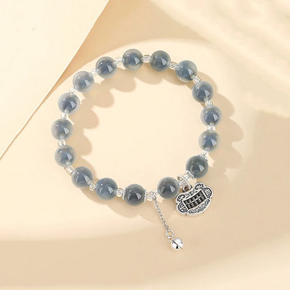 Sugar Heart Agate Tibetan Silver Safe-Lock Bracelet