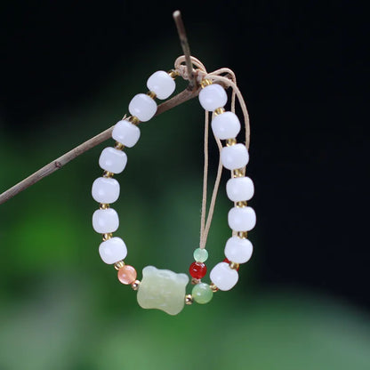 Lucky Jade Antique Gong Bell Bracelet — Boho Feng Shui Charm
