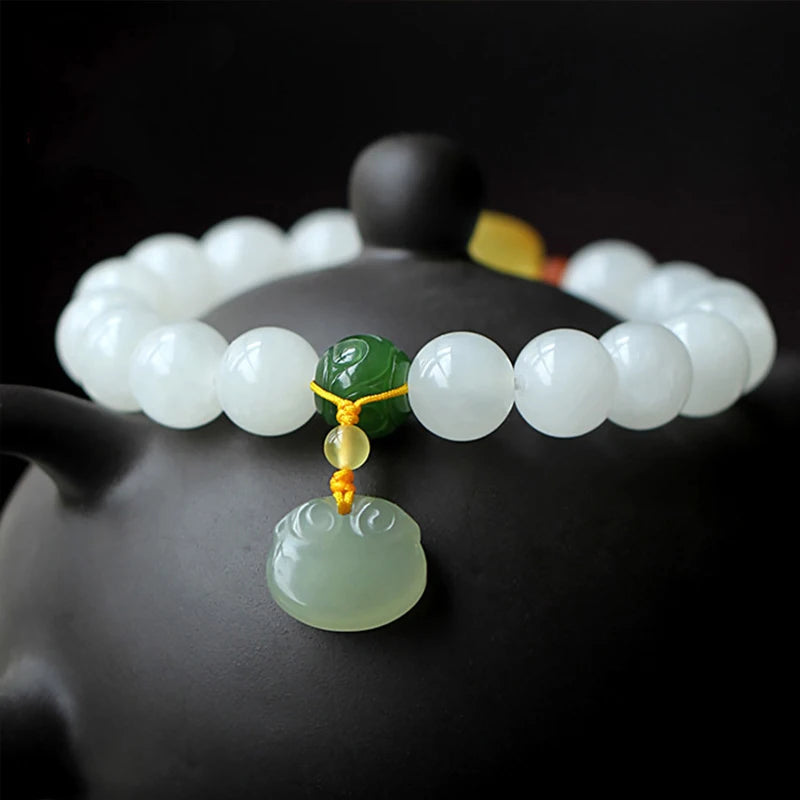 Hetian White Jade Buddha Adjustable Bracelet｜Elegant Friendship Gift