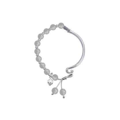 Green Hetian Jade Lotus Beaded Bracelet — Lotus Pendant