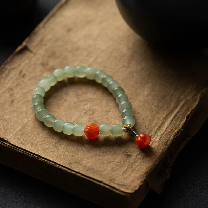 Hetian Jade 7mm Lotus String Bracelet — Nephrite Single Circle