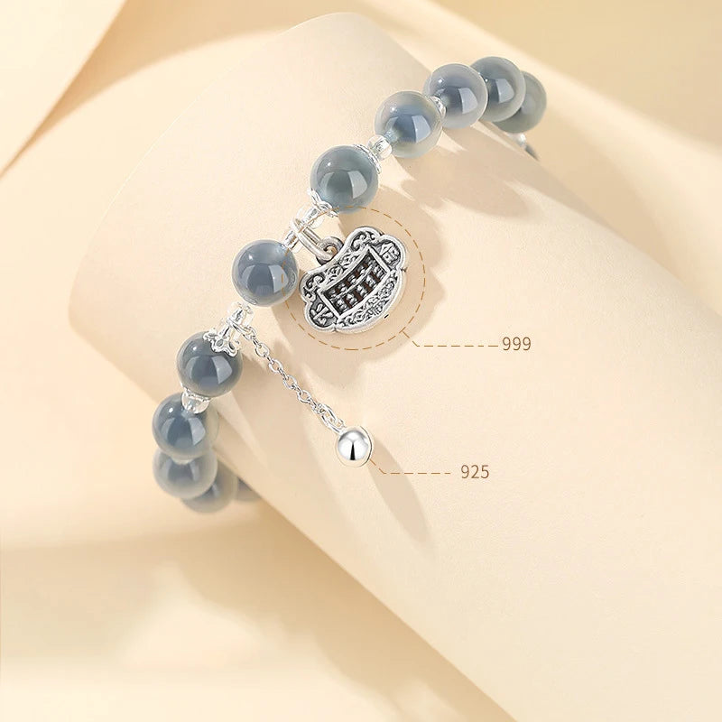 Sugar Heart Agate Tibetan Silver Safe-Lock Bracelet