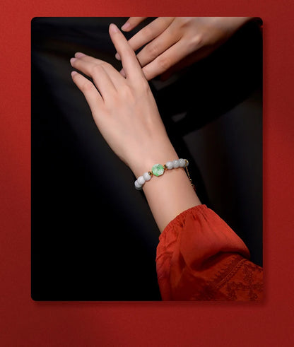 Natural Jade Ball Bracelet — Vintage Lucky Handmade Charm