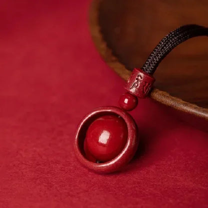 Cinnabar Six-Character Birth-Year Pendant Necklace