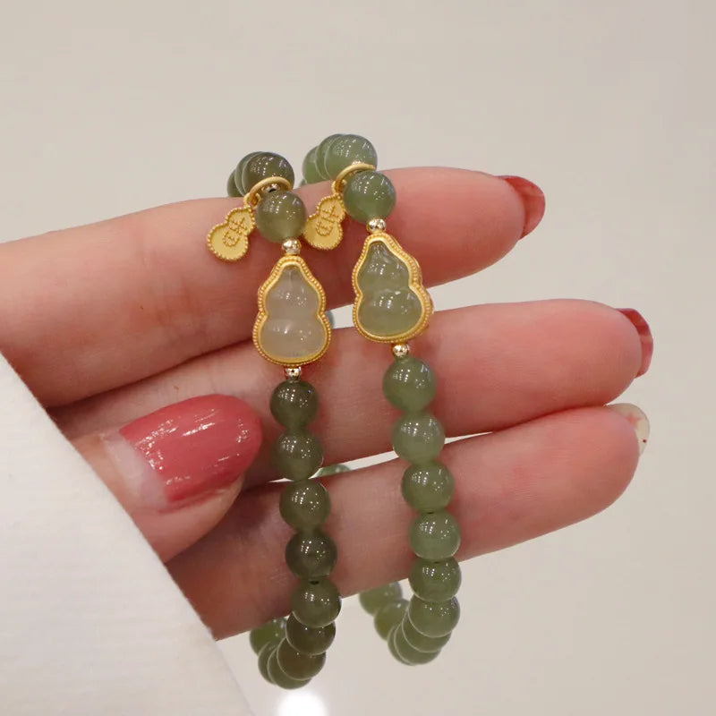 Fu Character Hotan Jade Gourd Bracelet — Sailor Chain Gift