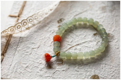 Hetian Jade 7mm Lotus String Bracelet — Nephrite Single Circle