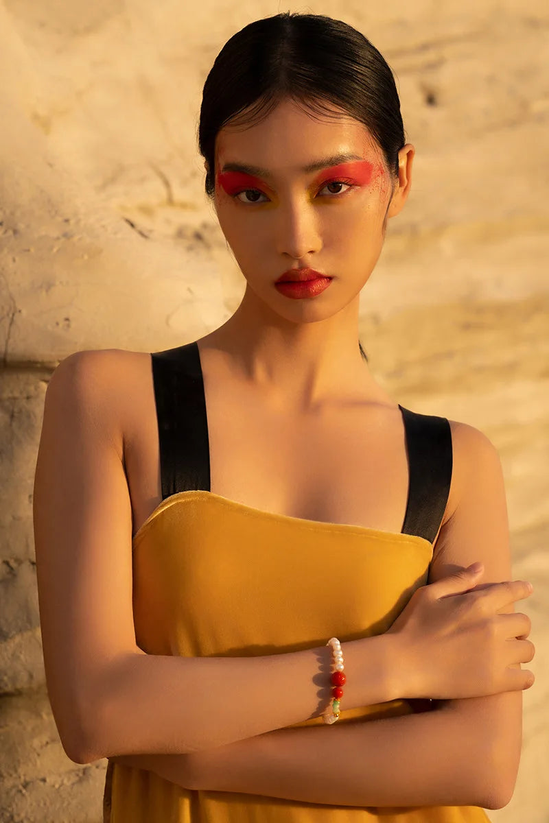 White Natural Freshwater Pearl Strand Bracelet｜Feng Shui Elegance