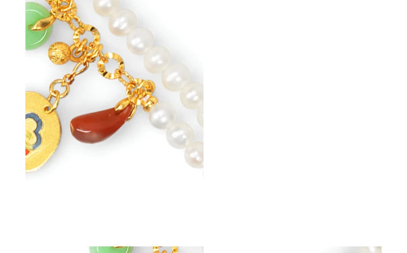 925 Sterling Silver Double Freshwater Pearl Chain Bracelet for Wedding