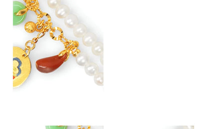 925 Sterling Silver Double Freshwater Pearl Chain Bracelet for Wedding