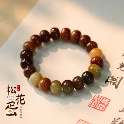Weathered Bodhi Root Barrel Beads Bracelet — Mystic Finger Wrap