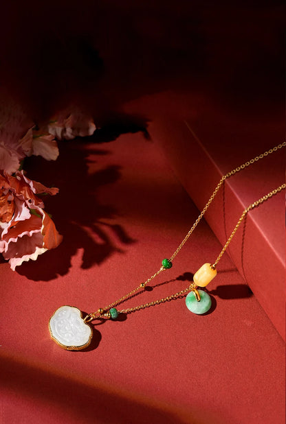 Hetian White Jade Ruyi Necklace — Collarbone Peace Pendant