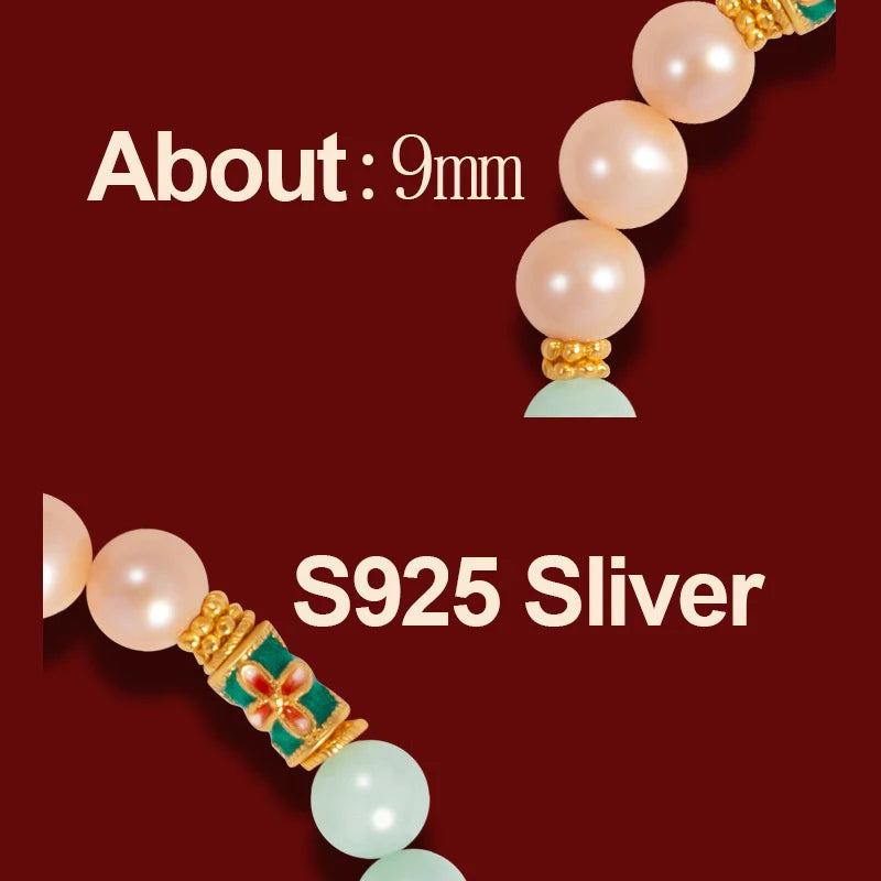 Hetian Jade 7mm Bead Bracelet with Pearl Accents Gift