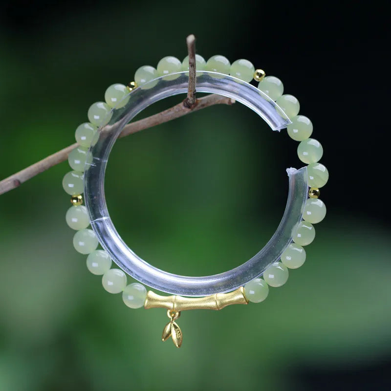 复古别致和田玉半宝石链条手链｜复古潮流女士甜美护身