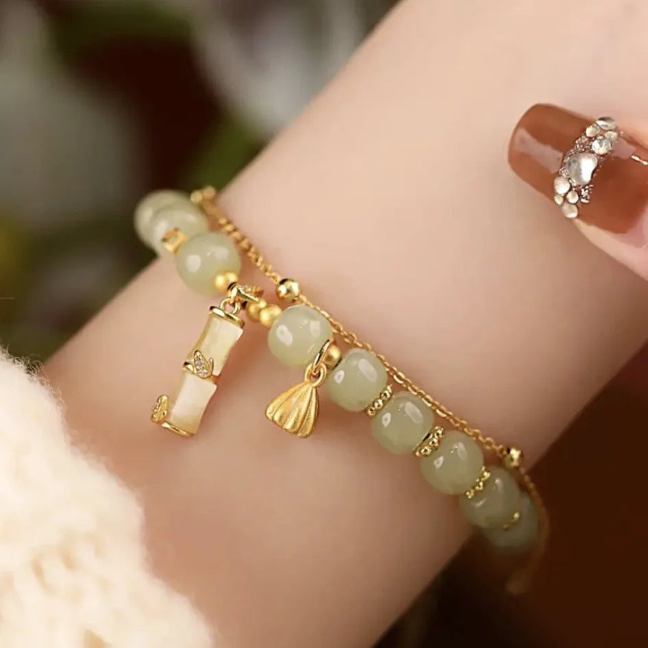 Double-layer Hetian Jade Bracelet – Lianpeng Retro Elegance